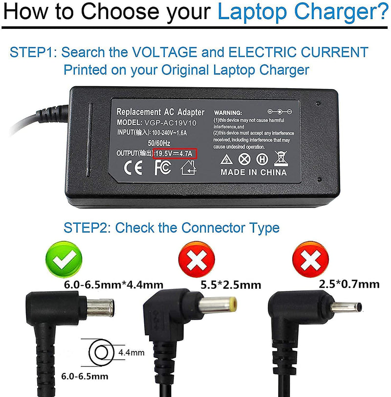 Sony Vaio Laptop Charger 19.5V PCG-7Z2L, 90W 19.5V 4.7A AC Adapter Charger Power Supply for Sony Vaio VGP-AC19V37 VGP-AC19V10 VGP-AC19V48 VGP-AC19V19 VGP-AC19V43 PCG-3J1L PCG-7Y2L PCG-7192L(Adapter Only)