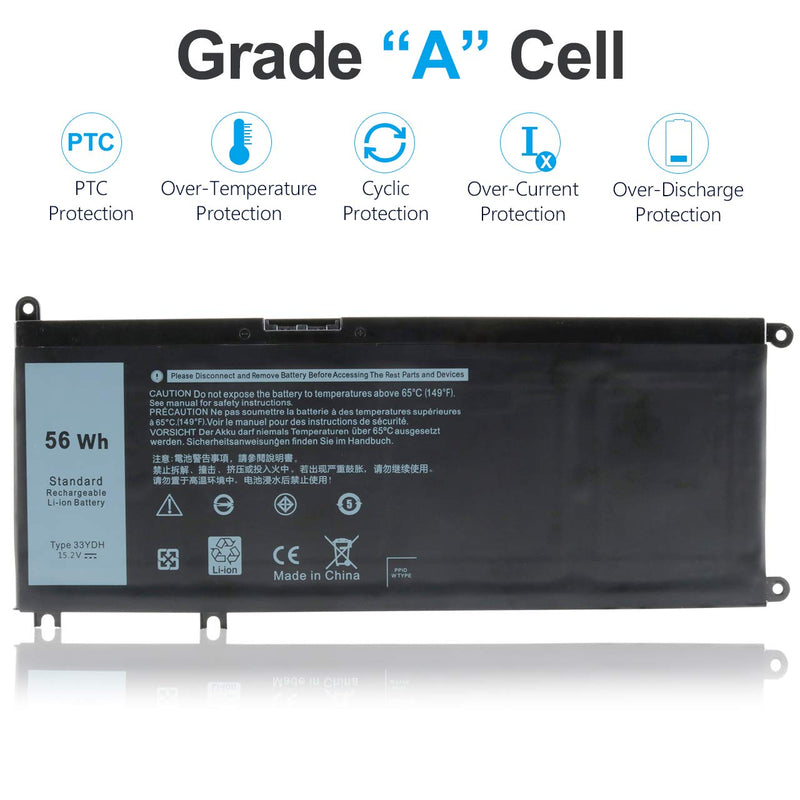 33YDH Battery for Dell In-spiron - Fit for Dell In-spiron 17 7779 7000 7778 7786 7773 15 7577 G3 3579 3779 G5 5587 G7 7588, Latitude 13 3380 14 3490 15 3590, Vostro 15 7580 7570 P30E PVHT1 81PF3