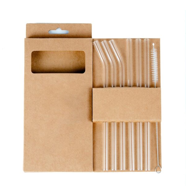 Set of 7 Reusable Clear Glass Straws (7.9 Inch).